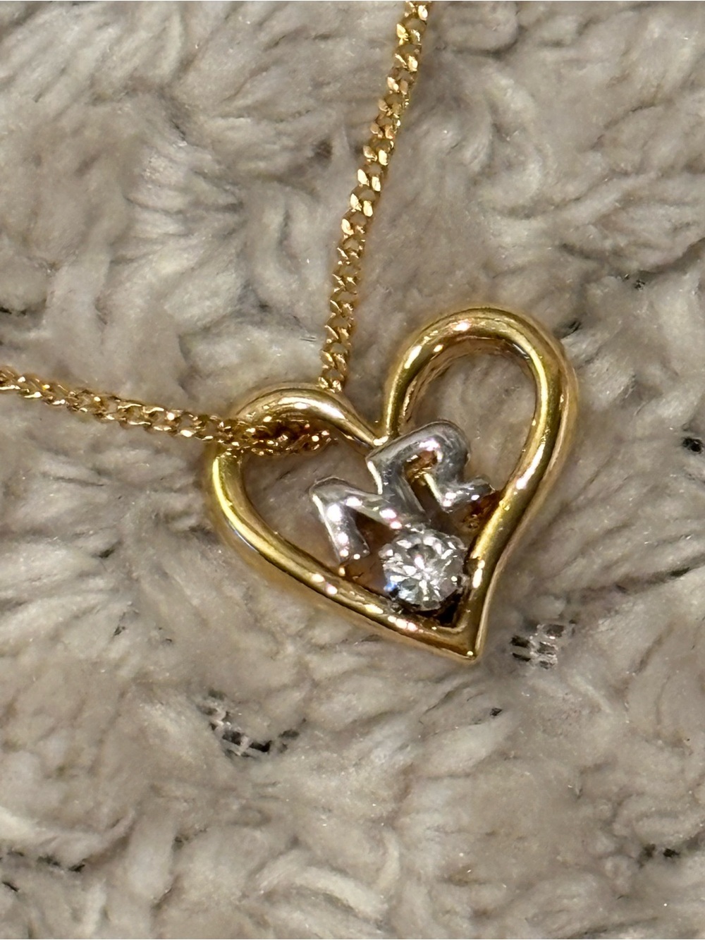 Nina Ricci Two-Tone Heart Pendant Necklace with Accent Stone, VGVC